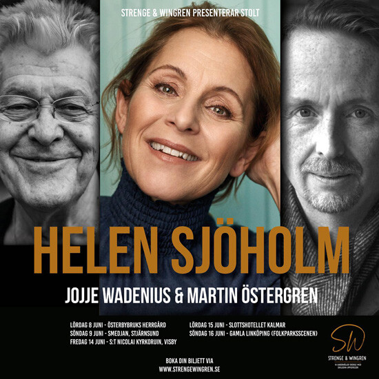 Jojje Wadenius, Helen Sjöholm och Martin Östergren. Promotionbild inför kommande konserter arrangerade av Strenge & Wingren.