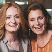 Anna Stadling and Helen Sjöholm, with happy smiles