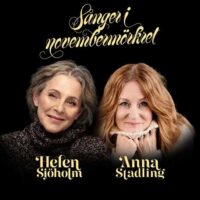 Helen Sjöholm och Anna Stadling i halvfigur och svart bakgrund. Promotionfoto.